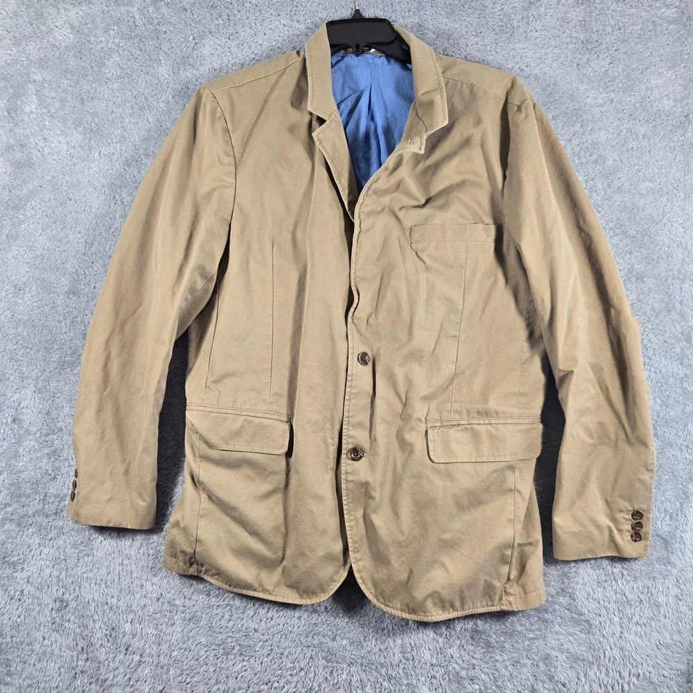 GAP Mens XL Khaki Cotton Twill Blazer Sport Coat Jacket Tan 2-Button Casual